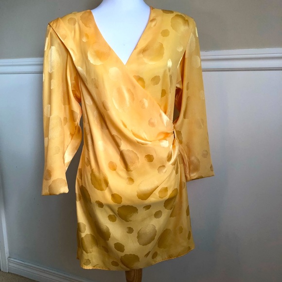 Vintage By Night 1980’s/90’s Bright Yellow Evening Gown w/ Shoulder Pads - Picture 12 of 15